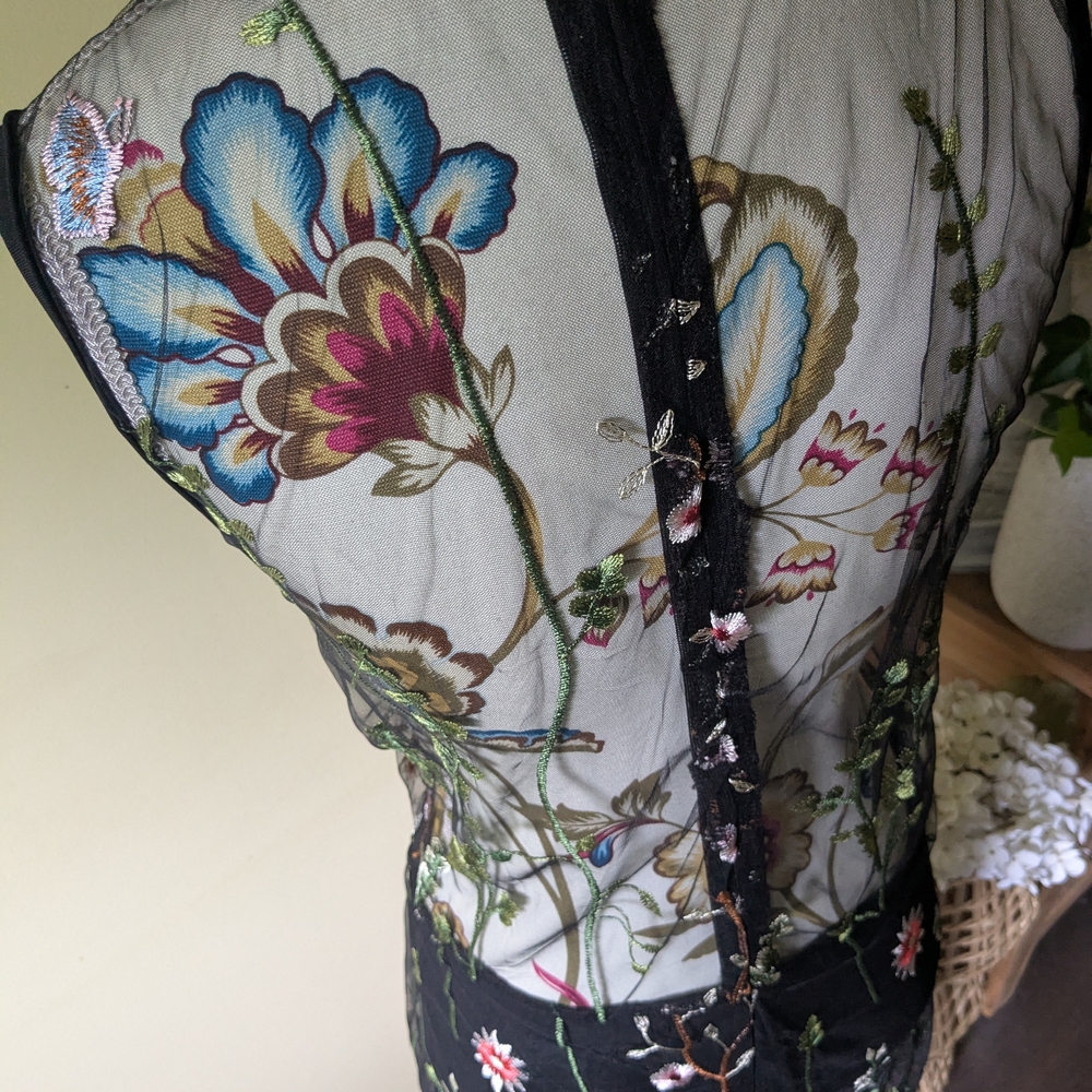 Black Floral Embroidered Midi Dress - Picture 5 of 7